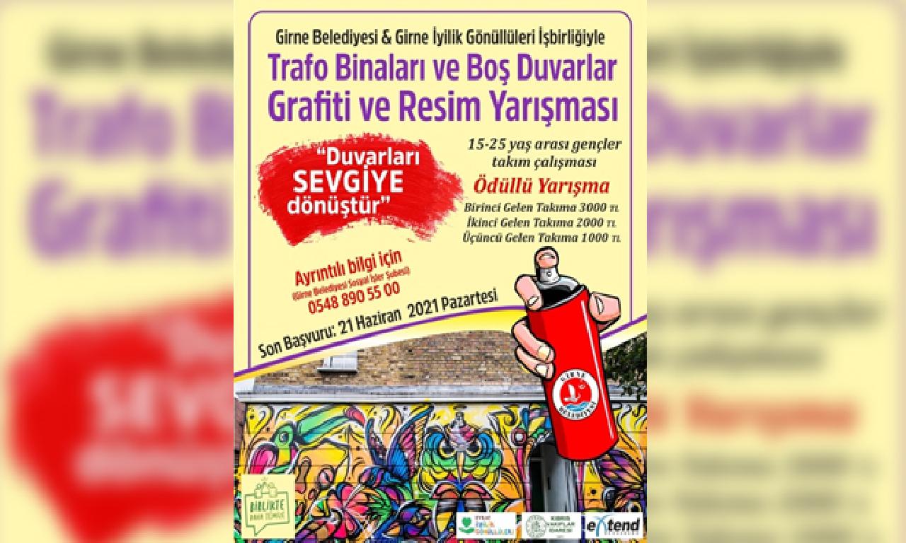 Girne’de “Duvarları Sevgiye Dönüştür” Sloganıyla Trafo Binaları, Duvarlar, Grafiti dahi Resim Yarışması Düzenleniyor 