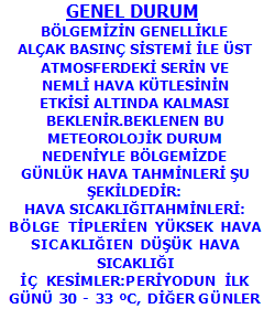 KKTC Meteoroloji hava tahmini durumMetin